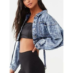 American Bazi Acid aWash Denim Cropped Jacket